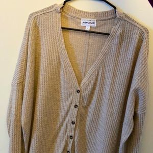 For the Republic Long Sleeve Waffle Knit Top